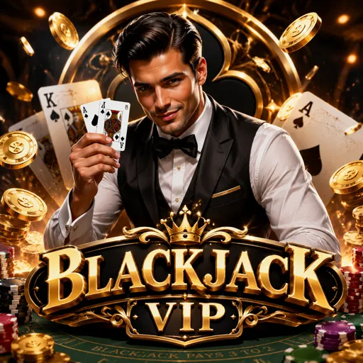 Card de blackjack VIP com fichas de alto valor sobre a mesa
