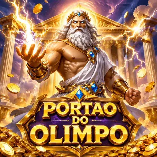 Cartão do slot Gates of Olympus com portões dourados e símbolos de Zeus